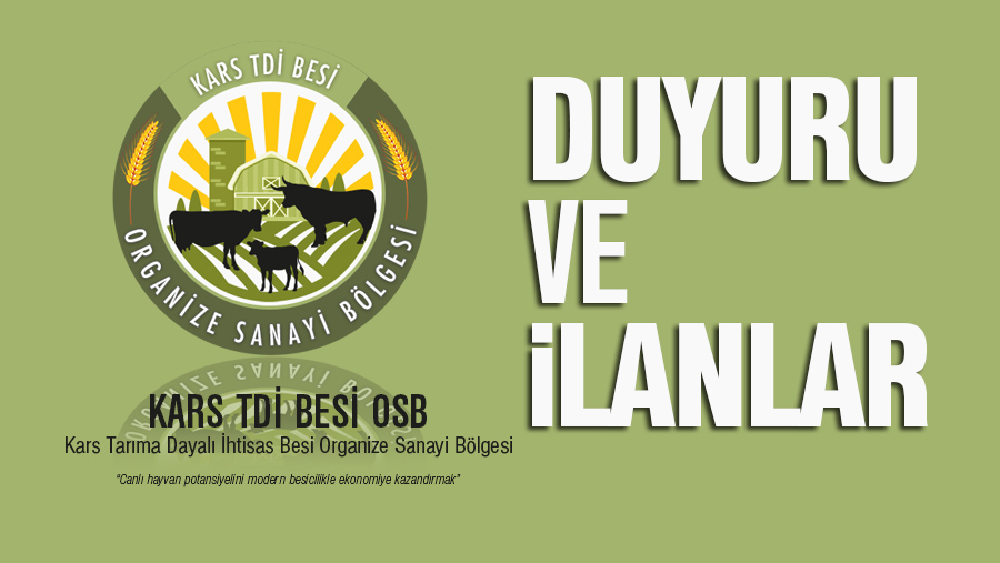 ARSA TAHSİSİ İHALE İLANI - KARS TDİ BESİ OSB